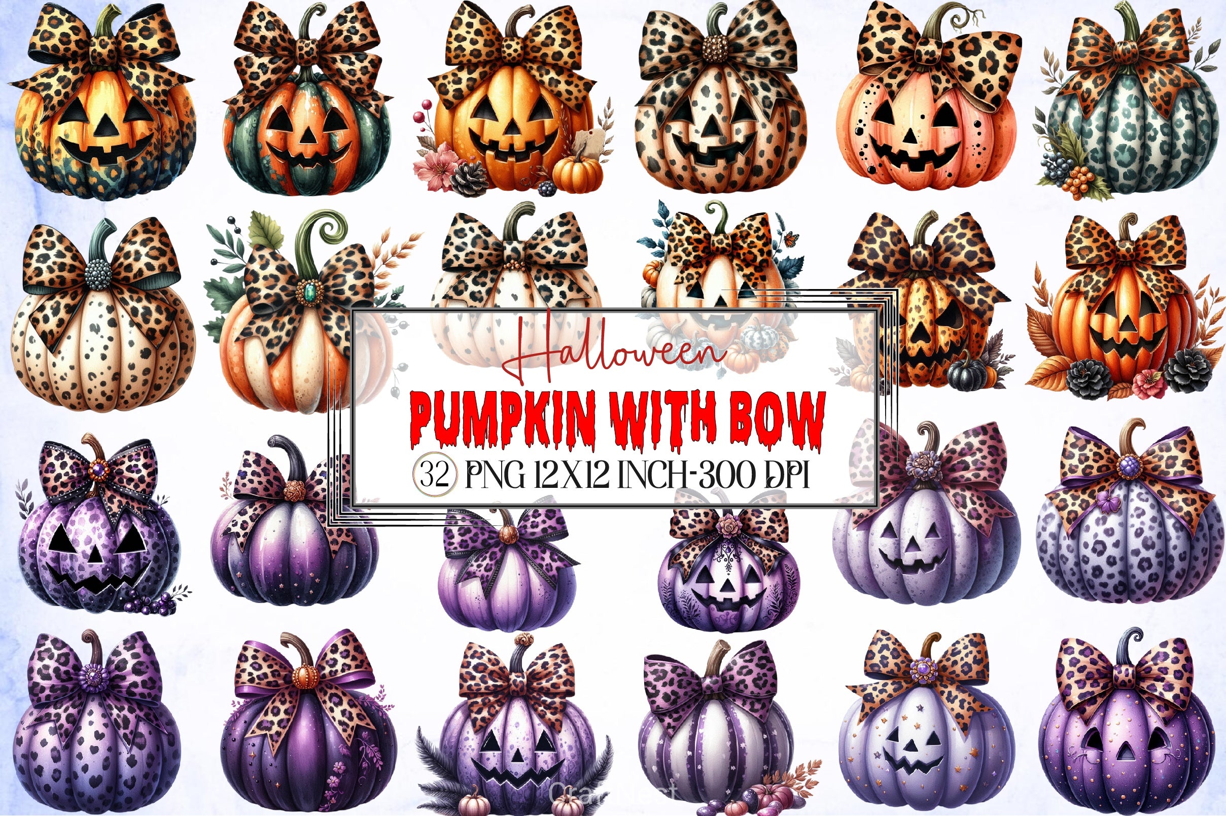 Halloween Pumpkin Bow Clipart Bundle - CraftNest - Digital Crafting and Art