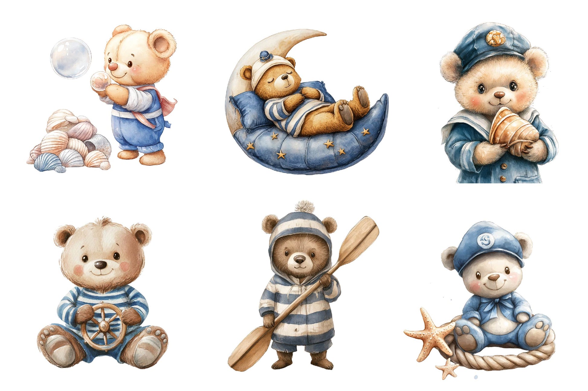 Bear Sailor Nautical Clipart Bundle - CraftNest - Digital Crafting and Art