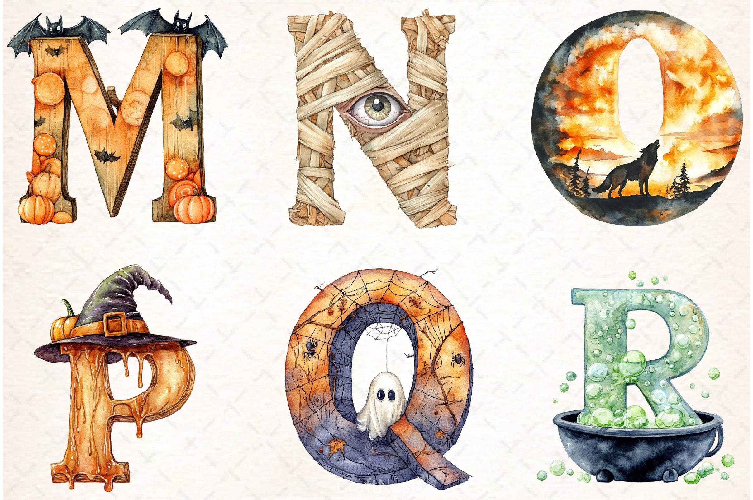 Halloween Alphabet Clipart Bundle 2 - CraftNest - Digital Crafting and Art