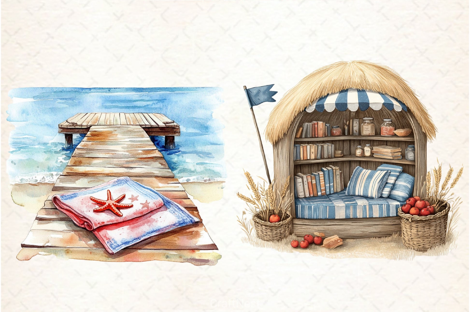 Beach Nook Clipart Bundle - CraftNest - Digital Crafting and Art