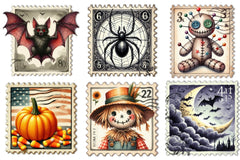 Halloween Postage Stamps Clipart Bundle - CraftNest - Digital Crafting and Art