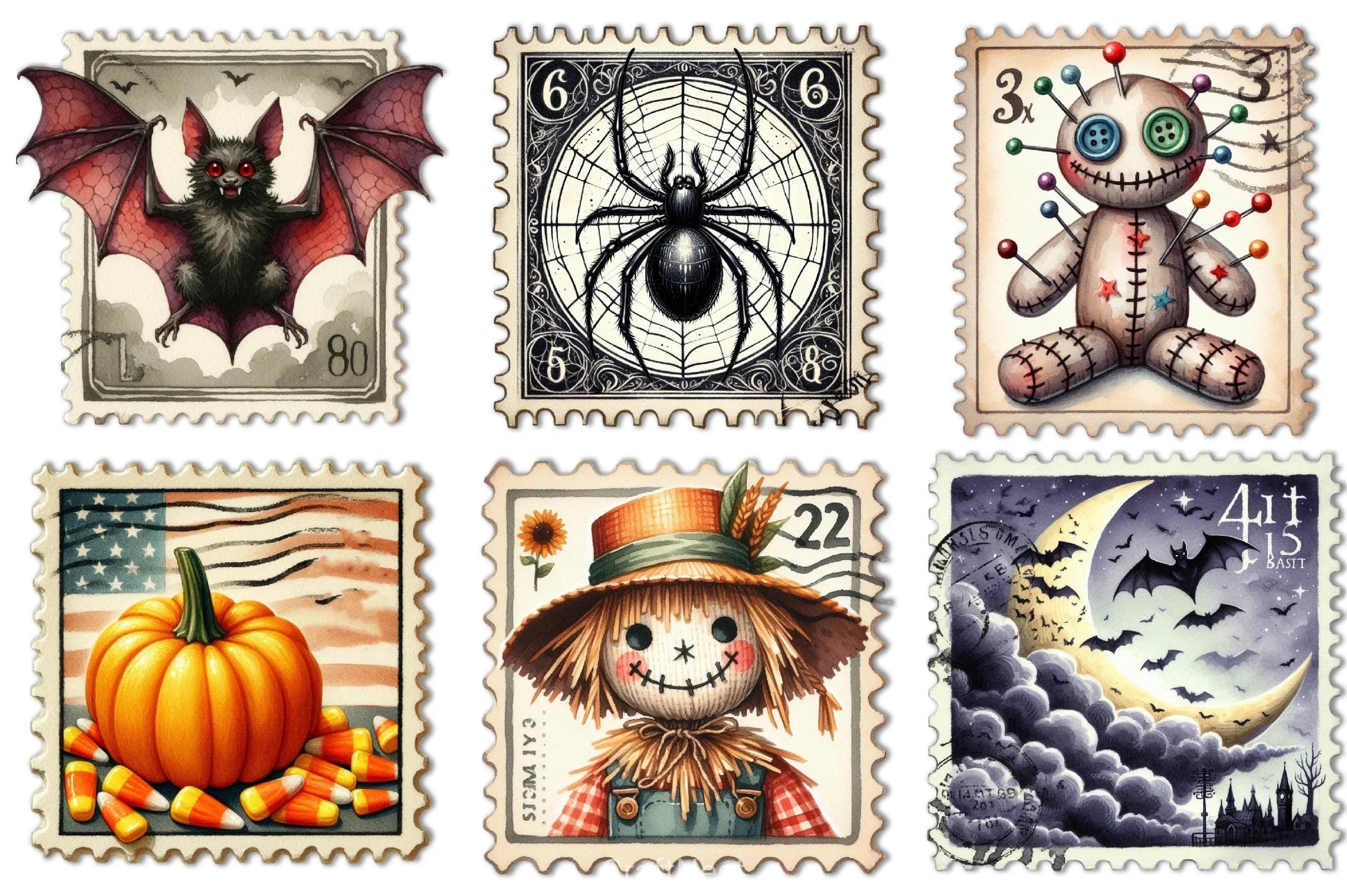 Halloween Postage Stamps Clipart Bundle - CraftNest - Digital Crafting and Art