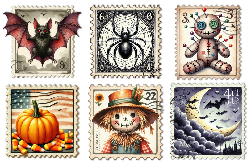 Halloween Postage Stamps Clipart Bundle - CraftNest - Digital Crafting and Art