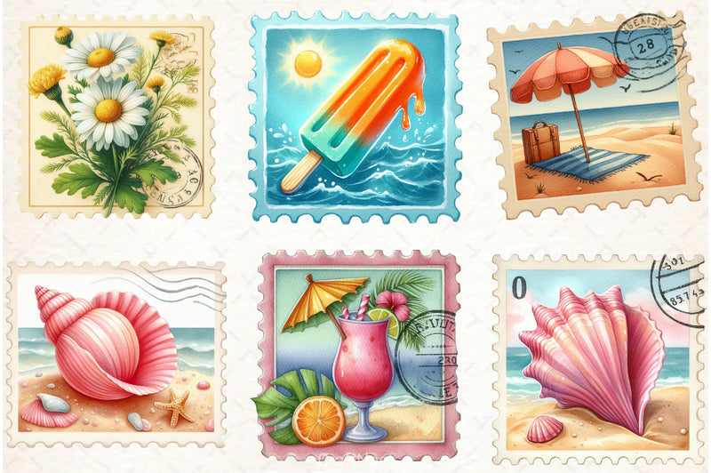 Summer Stamp Clipart Bundle - CraftNest - Digital Crafting and Art