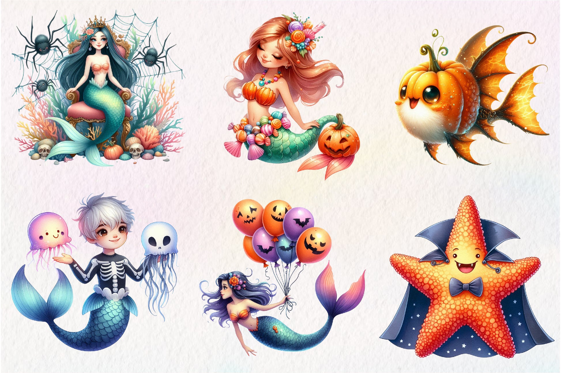 Cute Halloween Undersea Clipart Bundle - CraftNest - Digital Crafting and Art