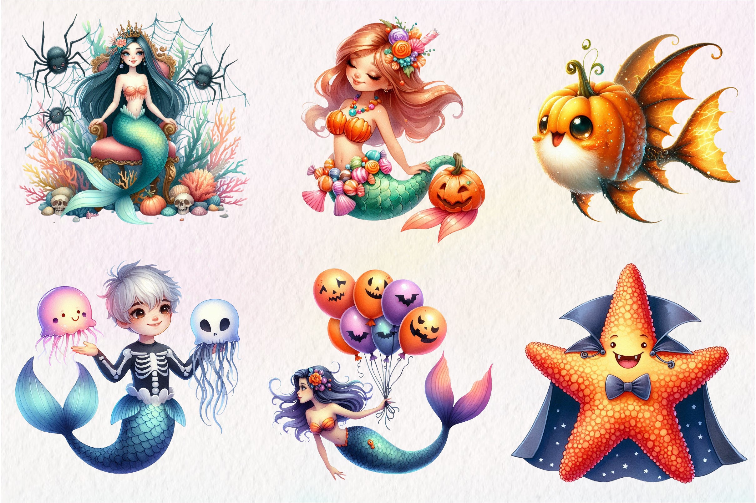 Cute Halloween Undersea Clipart Bundle - CraftNest - Digital Crafting and Art