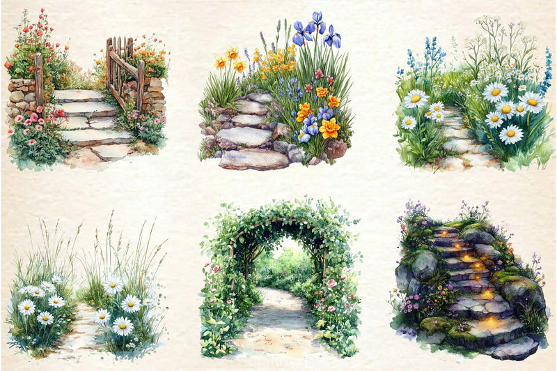 Flower Garden Pathway Clipart Bundle - CraftNest - Digital Crafting and Art