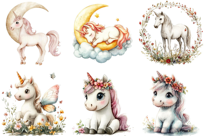 White Unicorns Clipart - CraftNest - Digital Crafting and Art