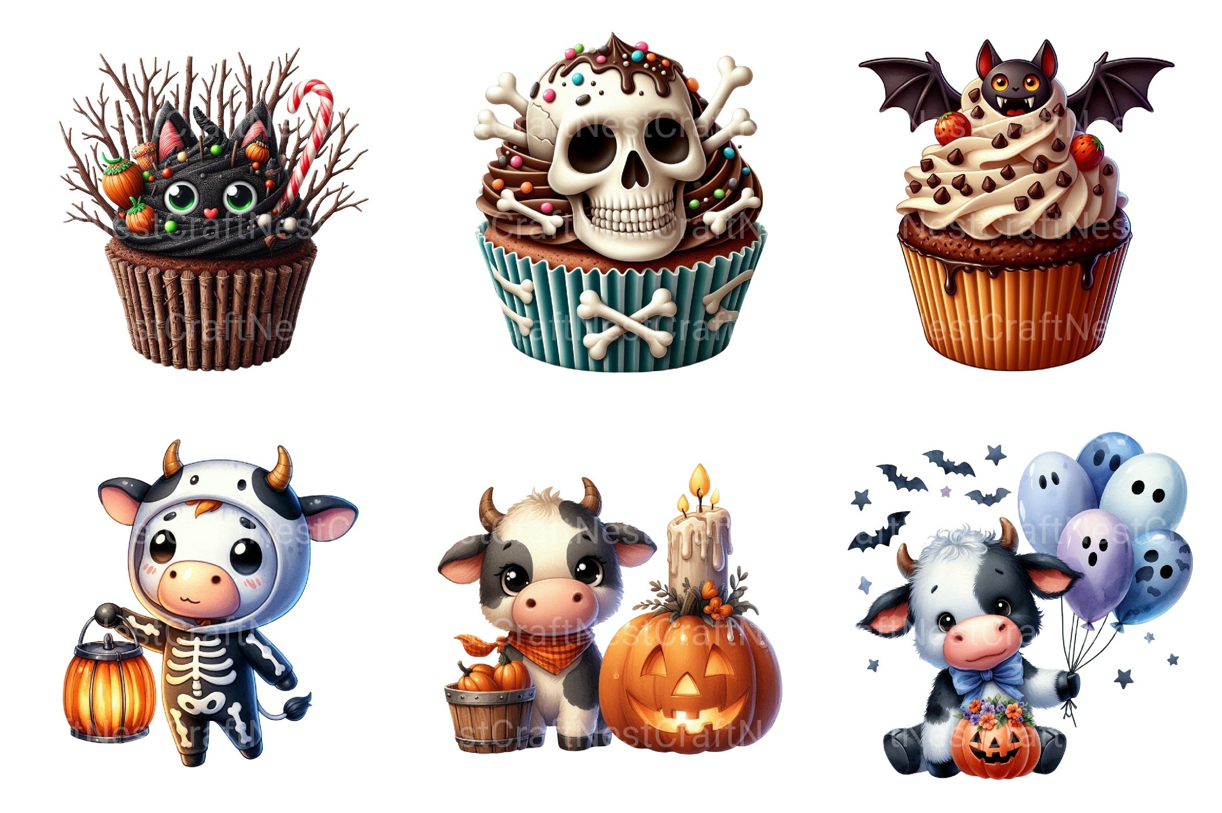 Spooky Sweet Halloween Cupcakes Clipart Bundle - CraftNest - Digital Crafting and Art