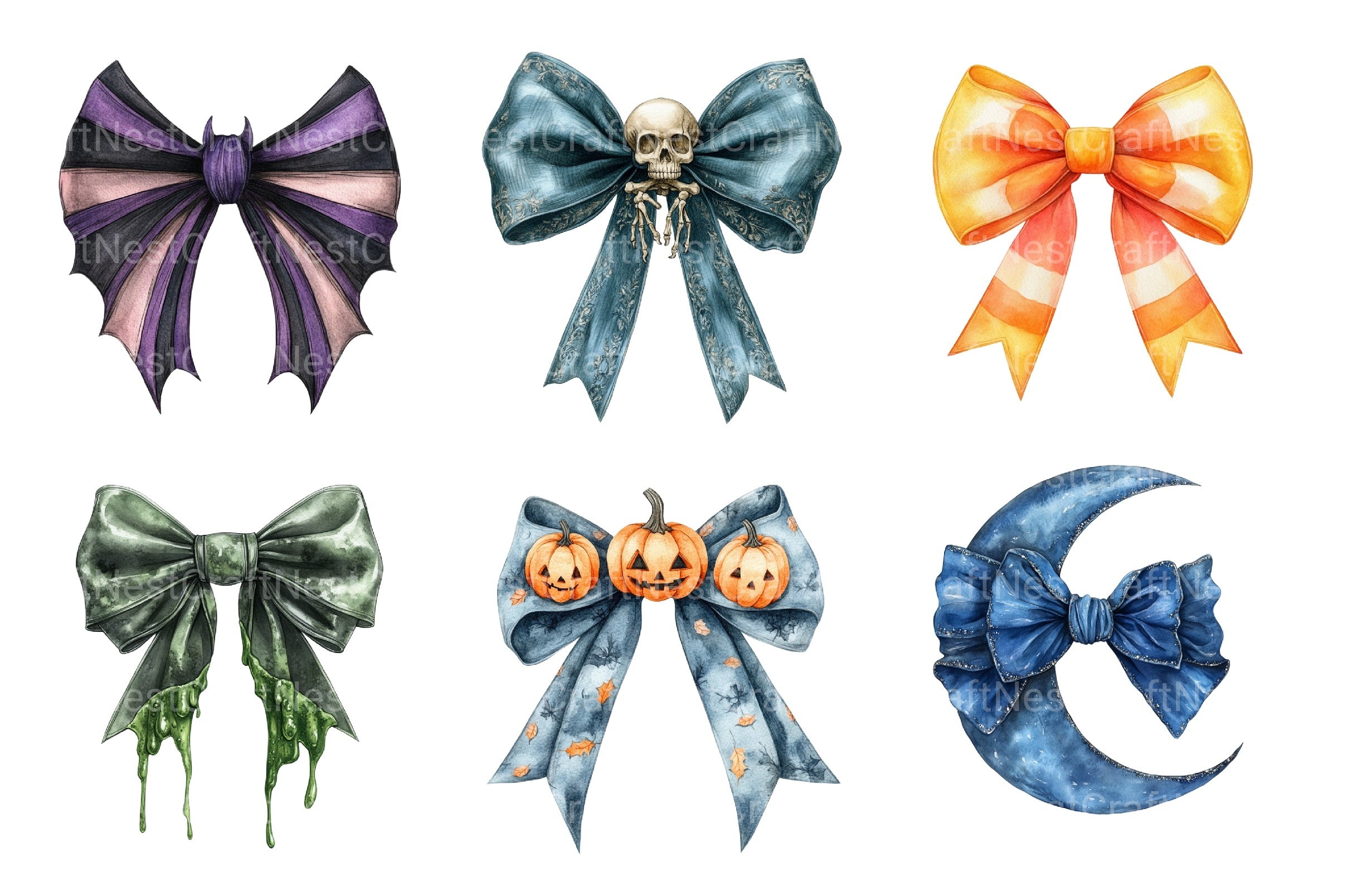 Halloween Bow Ribbon Clipart Bundle 1 - CraftNest - Digital Crafting and Art