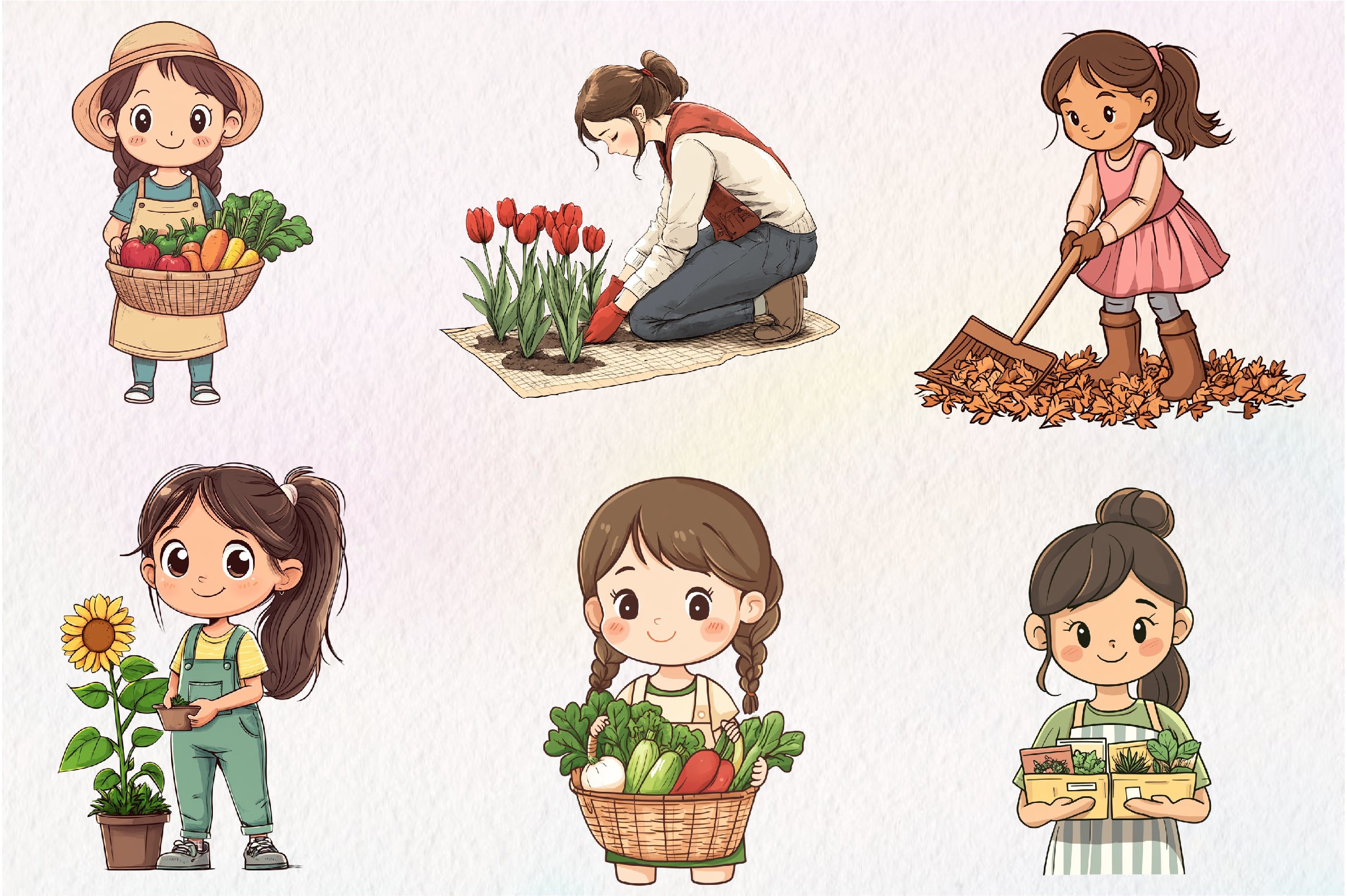 Gardening Girl Clipart Bundle - CraftNest - Digital Crafting and Art