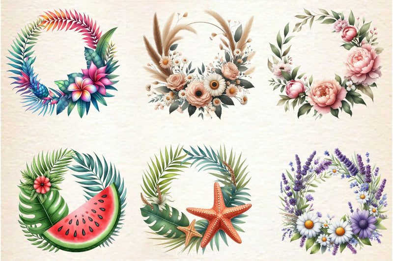 Summer Wreath Clipart Bundle - CraftNest - Digital Crafting and Art
