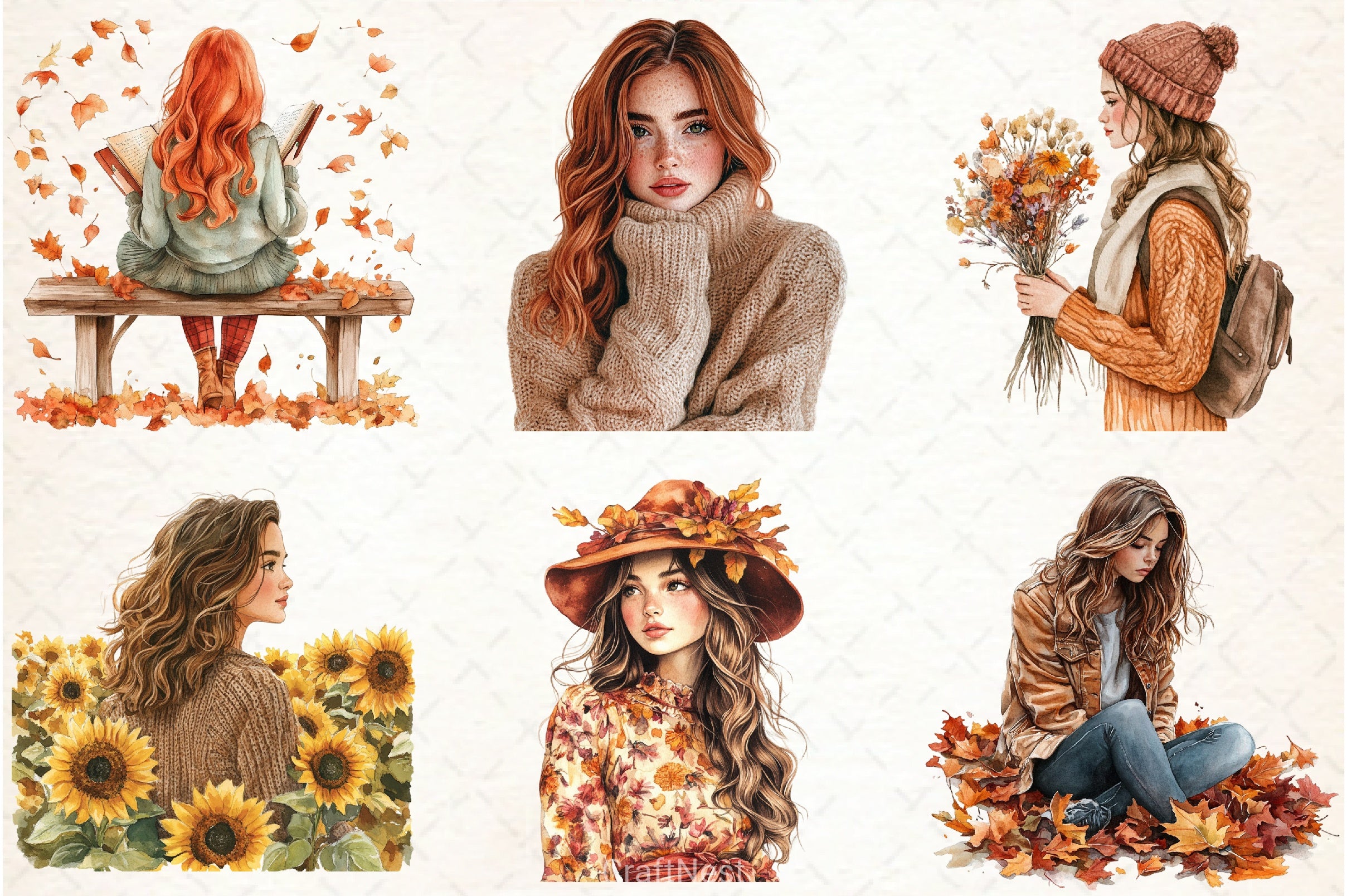 Autumn Girl Clipart Bundle 1 - CraftNest - Digital Crafting and Art