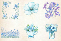 Blue Flower Clipart Bundle - CraftNest - Digital Crafting and Art