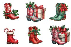 Festive Christmas Cowboy Boots Clipart Bundle - CraftNest - Digital Crafting and Art