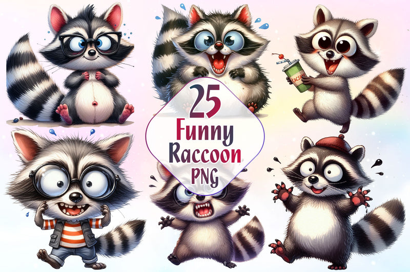 Funny Raccoon Clipart Bundle 3 - CraftNest - Digital Crafting and Art