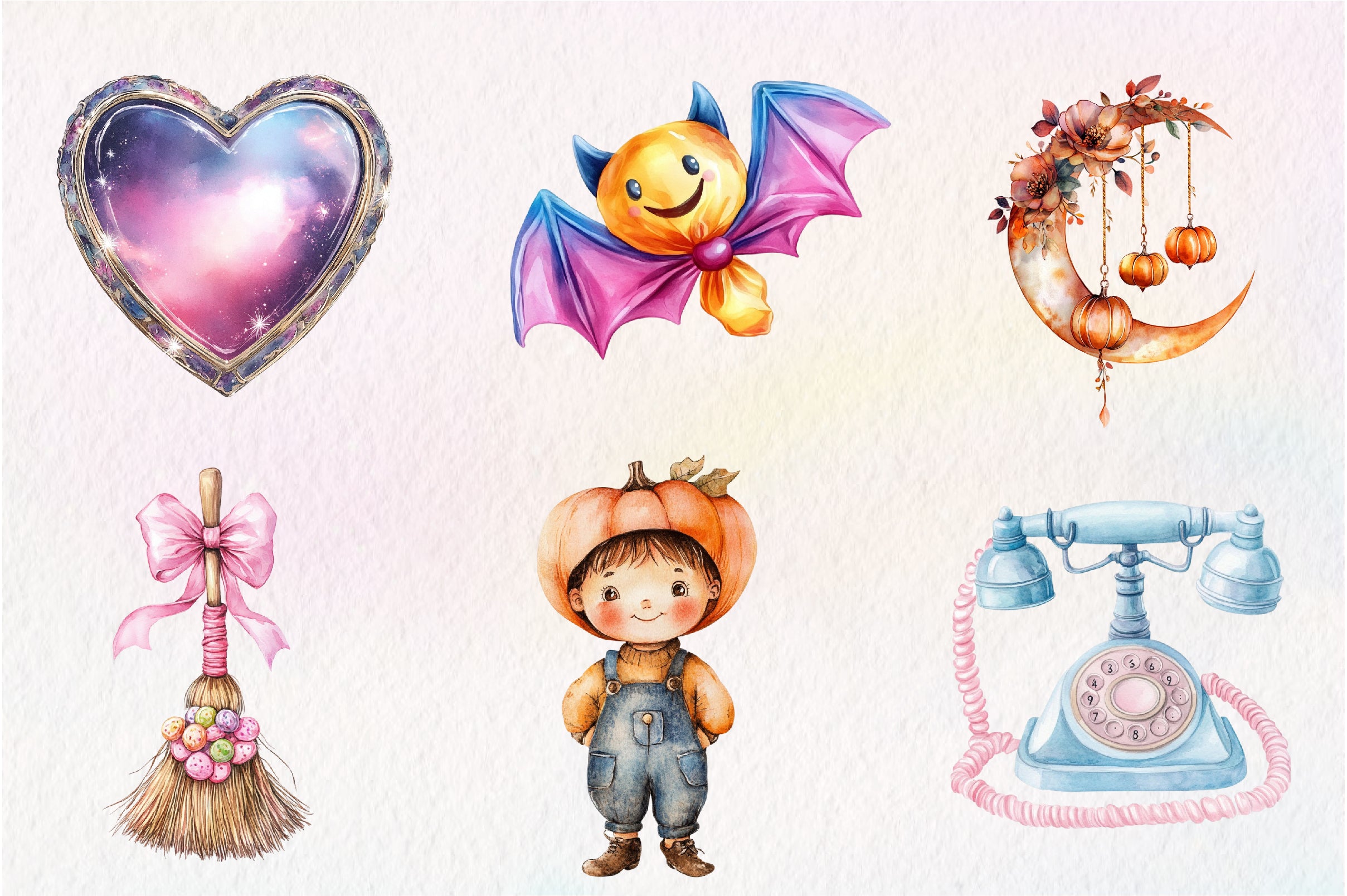 Cute Vintage Aesthetic Halloween Clipart Bundle - CraftNest - Digital Crafting and Art