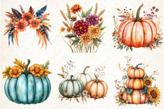Autumn Flower & Pumpkin Clipart Bundle - CraftNest - Digital Crafting and Art