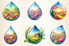 Landscape Water Droplet Clipart Bundle 3 - CraftNest - Digital Crafting and Art
