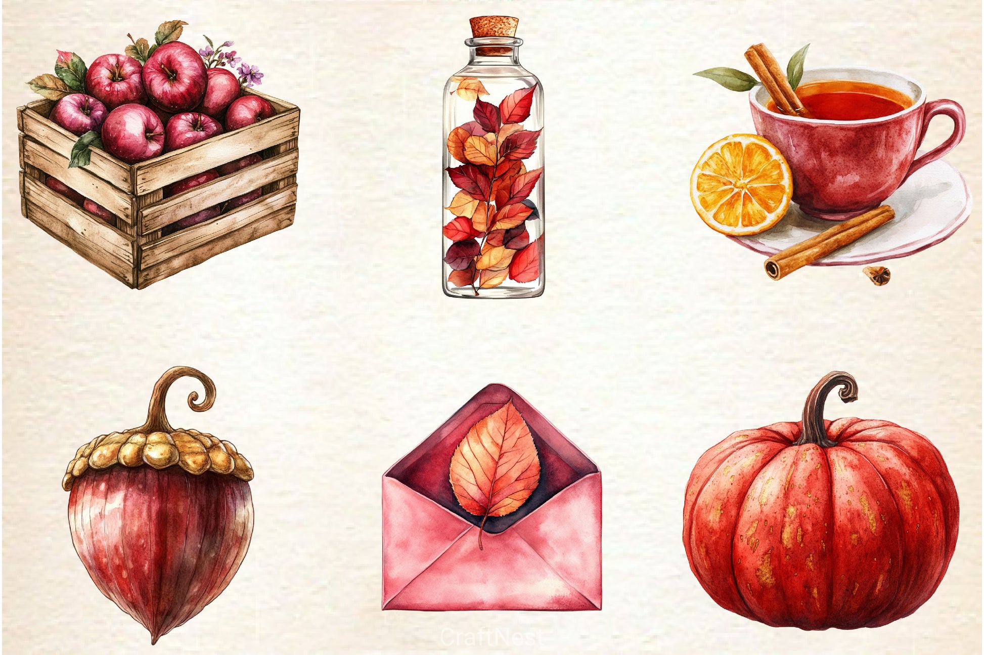 Burgundy Autumn Clipart Bundle 2 - CraftNest - Digital Crafting and Art