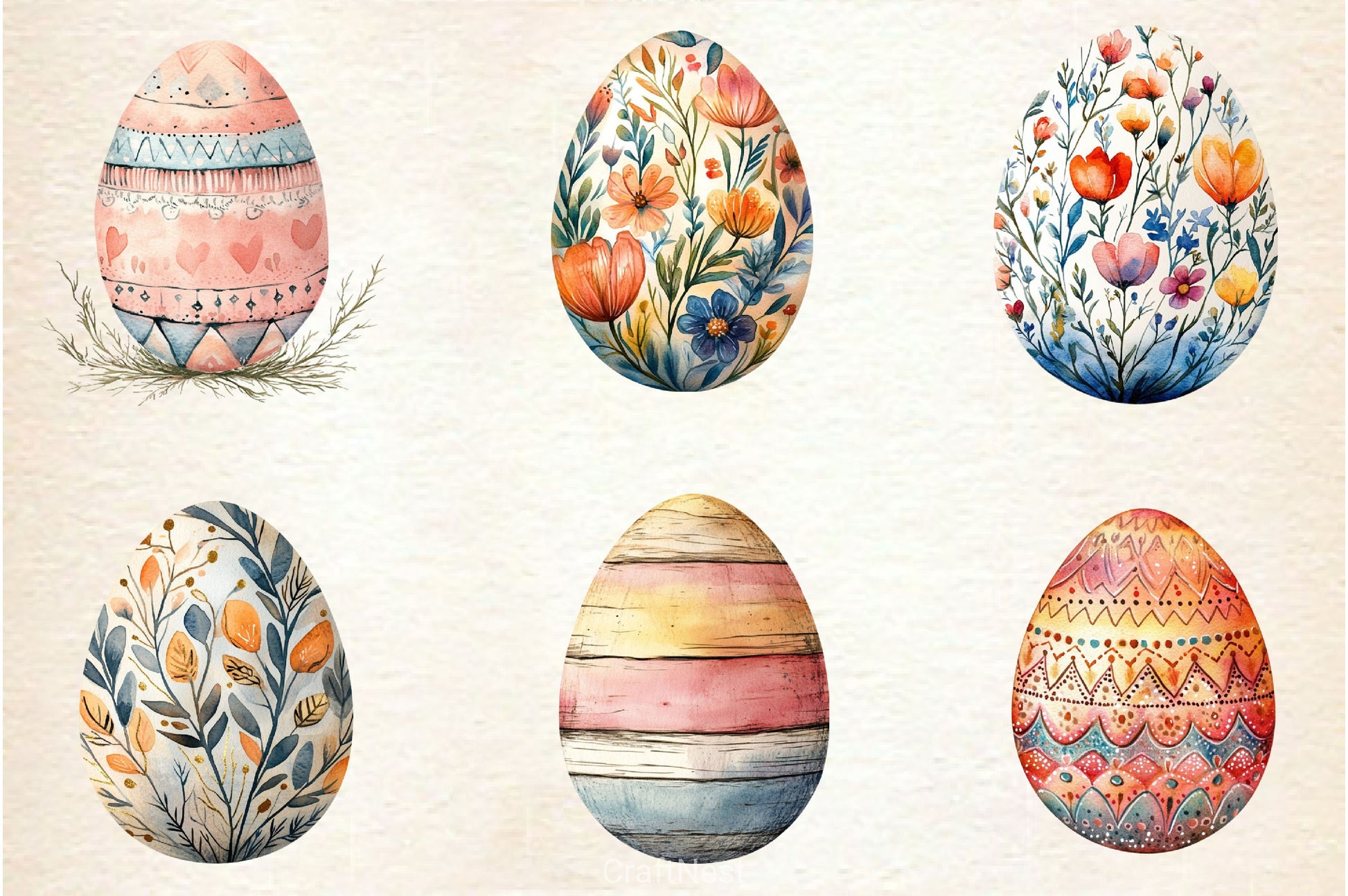 Boho Easter Eggs Clipart Bundle - CraftNest - Digital Crafting and Art