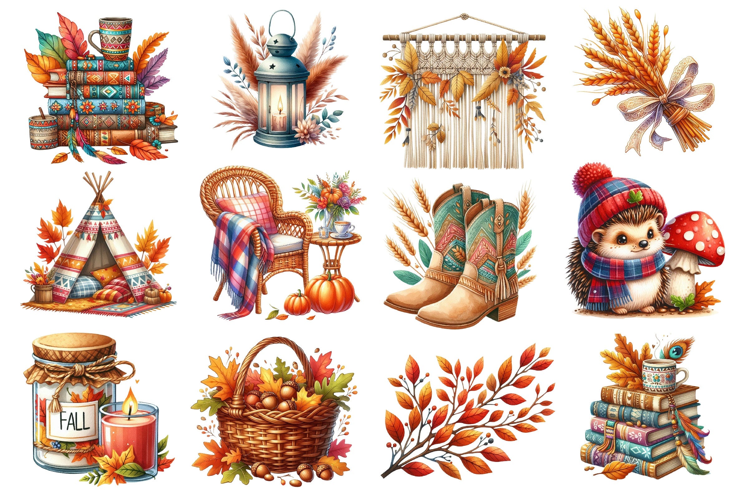 Boho Autumn Clipart Bundle 5 - CraftNest - Digital Crafting and Art