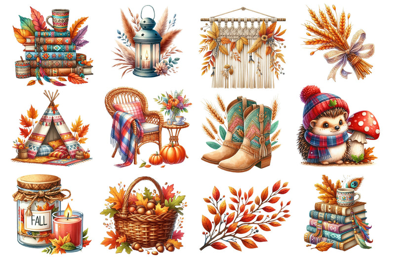 Boho Autumn Clipart Bundle 5 - CraftNest - Digital Crafting and Art