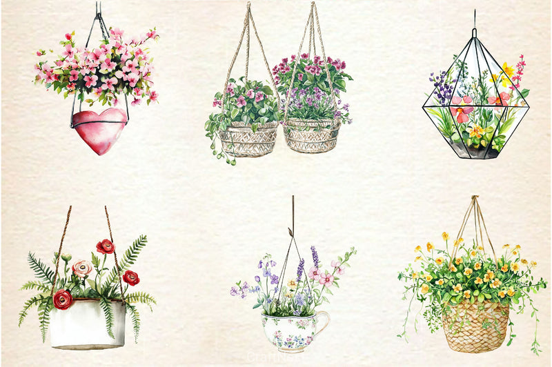 Spring Hanging Planters Clipart Bundle - CraftNest - Digital Crafting and Art