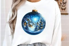 Blue Baubles Christmas Tree Ornaments Clipart Bundle - CraftNest - Digital Crafting and Art