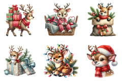 Cute Reindeer & Santa Funny Christmas Clipart Bundle - CraftNest - Digital Crafting and Art