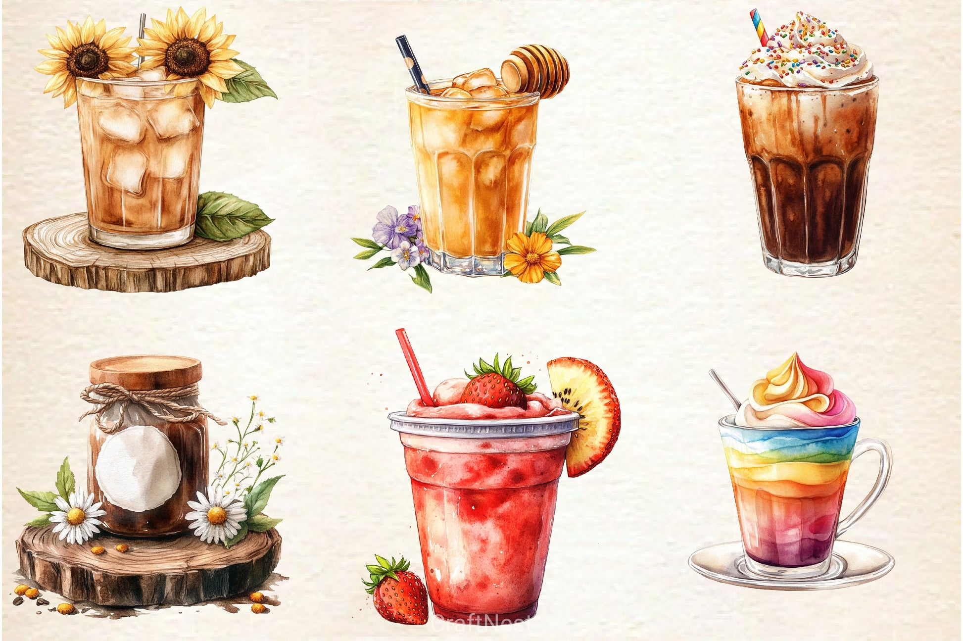 Summer Coffee Clipart Bundle - CraftNest - Digital Crafting and Art
