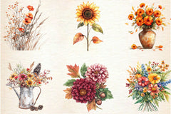 Fall Flowers Clipart Bundle 2 - CraftNest - Digital Crafting and Art