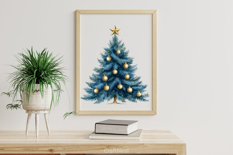 Gold & Blue Christmas Clipart Bundle - CraftNest - Digital Crafting and Art