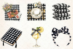 Luxury Black Gingham Clipart Bundle - CraftNest - Digital Crafting and Art