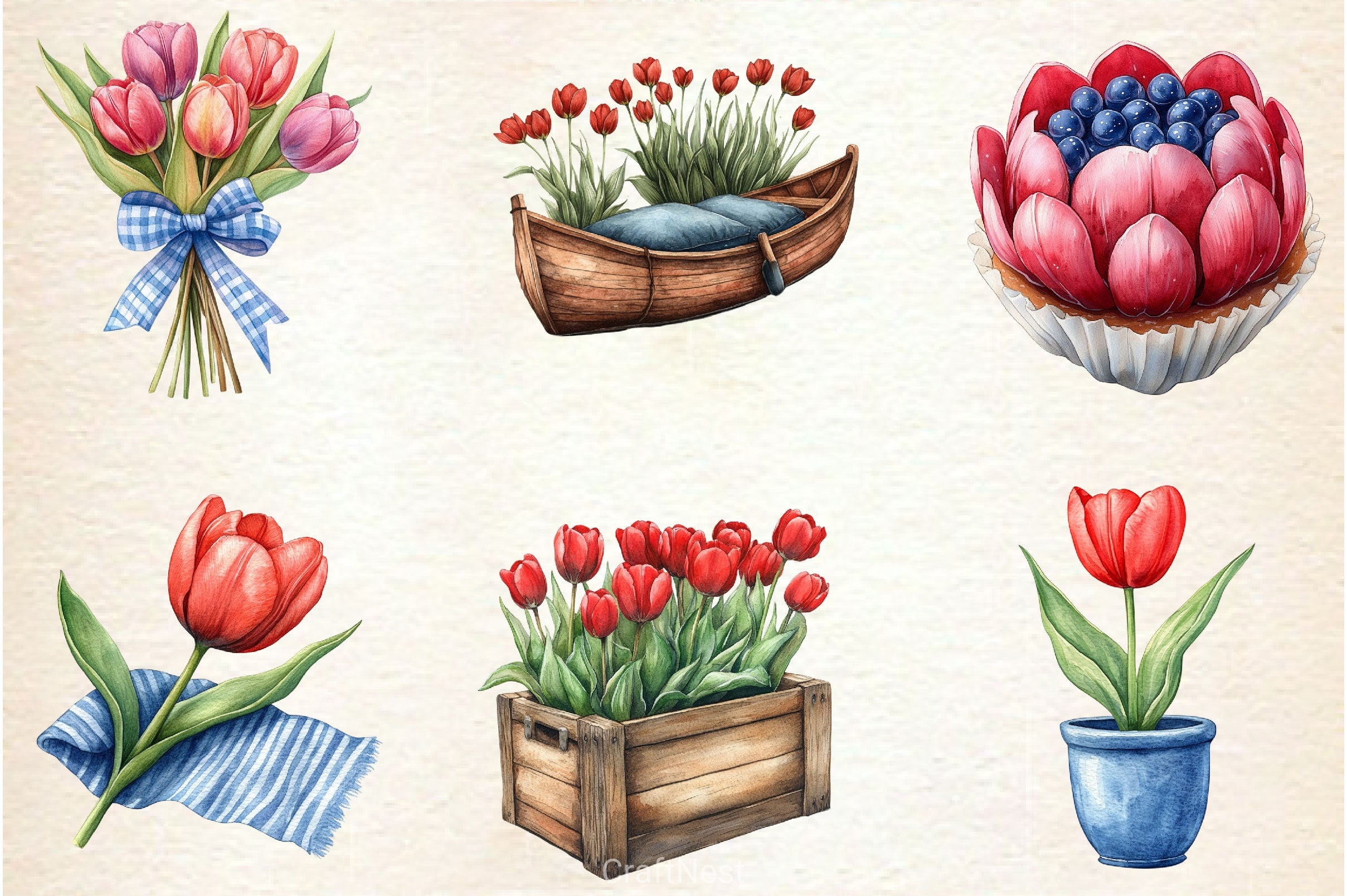 Amsterdam Summer Tulips Clipart Bundle 1 - CraftNest - Digital Crafting and Art