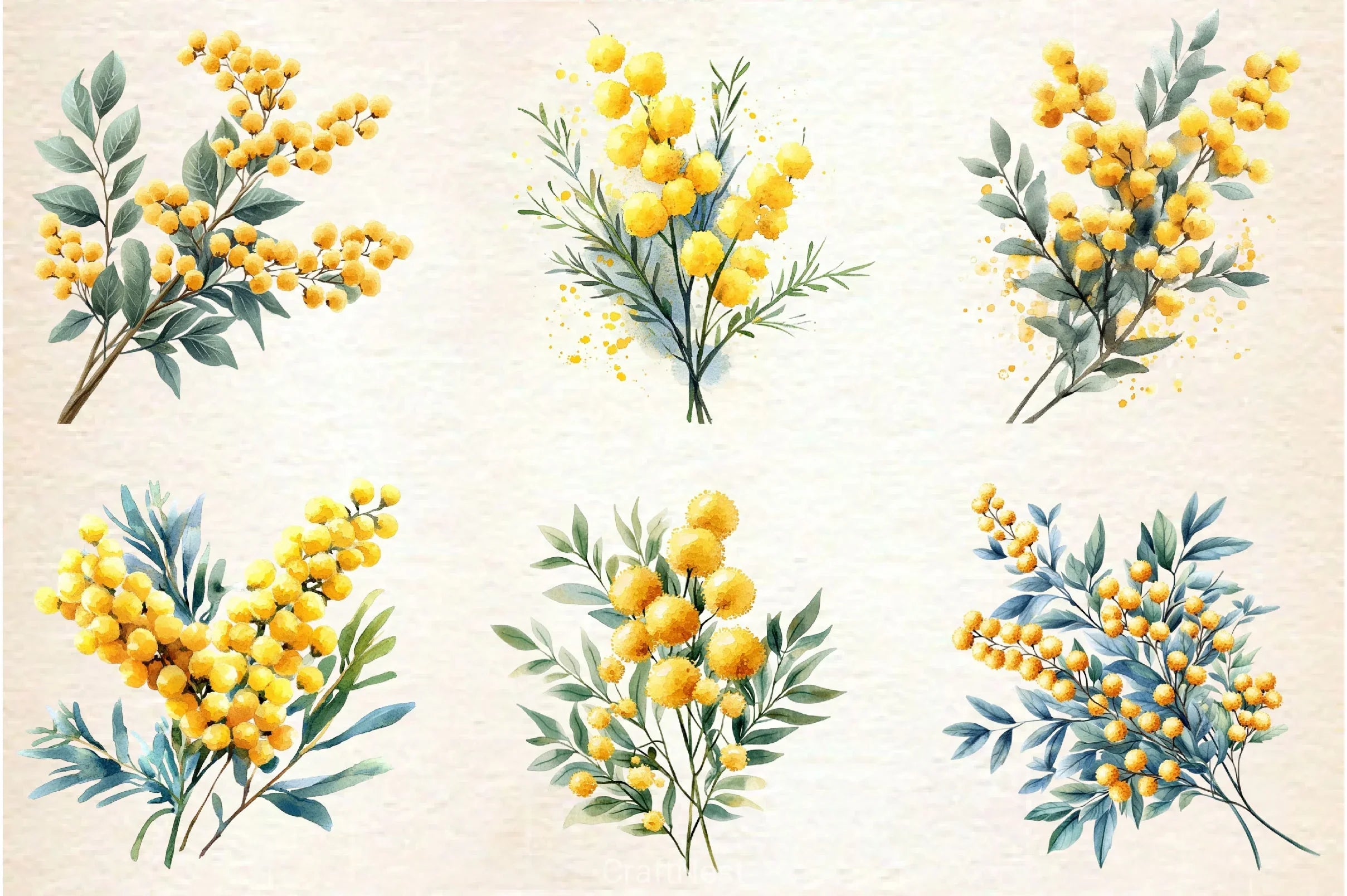 Mimosa Flower Clipart Bundle 2 - CraftNest - Digital Crafting and Art