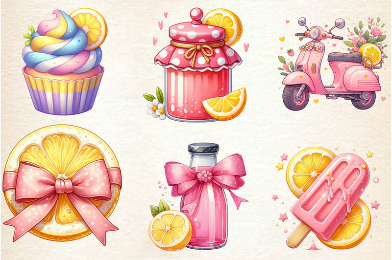 Pastel Pink Lemonade Summer Clipart Bundle - CraftNest - Digital Crafting and Art