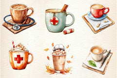 Nurse Fall Harvest Coffee Mug Clipart Bundle 2 - CraftNest - Digital Crafting and Art