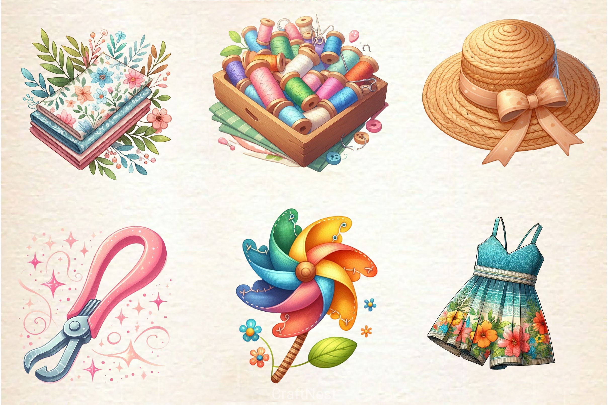 Summer Sewing Clipart Bundle - CraftNest - Digital Crafting and Art