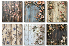 Seamless Rustic Floral Wood Backgrounds - CraftNest - Digital Crafting and Art