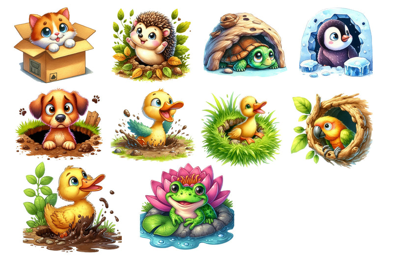 Funny Animals In Hole Clipart Bundle 2 - CraftNest - Digital Crafting and Art