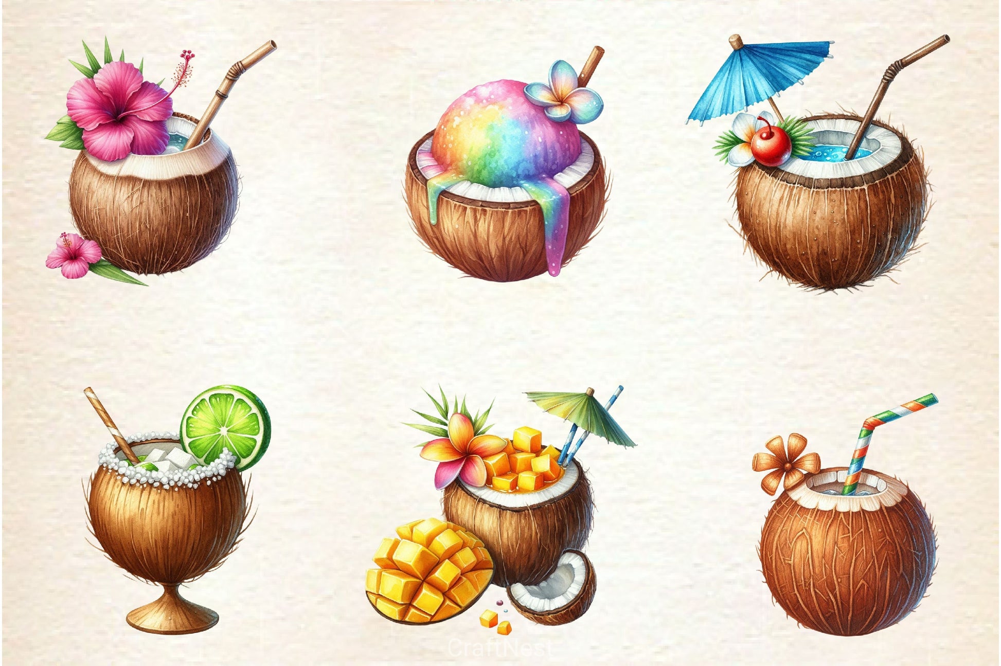 Coconut Drink Clipart Bundle - CraftNest - Digital Crafting and Art