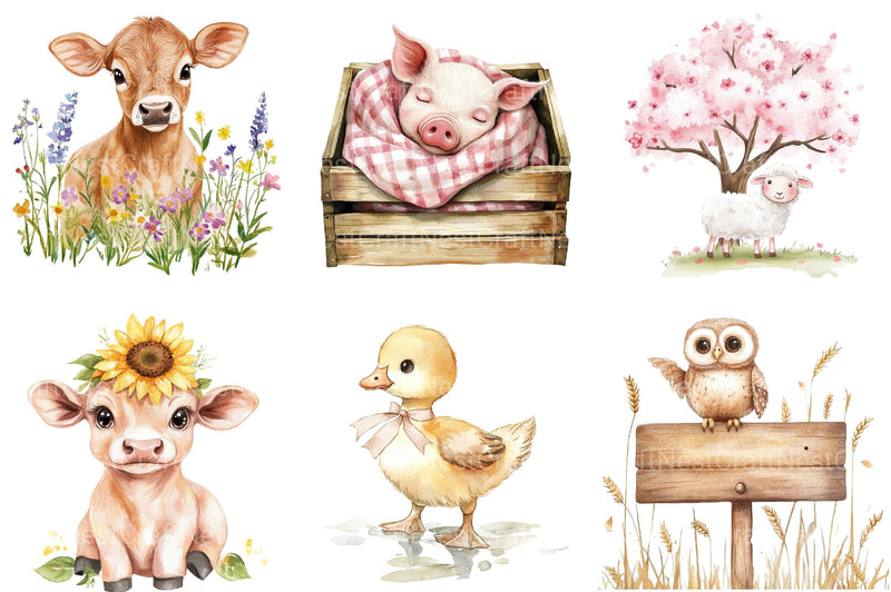Cute Farm Animals Clipart 1 - CraftNest - Digital Crafting and Art
