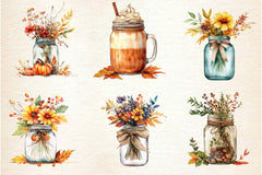 Cute Fall Mason Jars Clipart Bundle 2 - CraftNest - Digital Crafting and Art