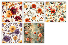Autumn Floral Digital Papers Seamless - CraftNest - Digital Crafting and Art