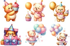 Cute Bear Happy Birthday Clipart - CraftNest - Digital Crafting and Art