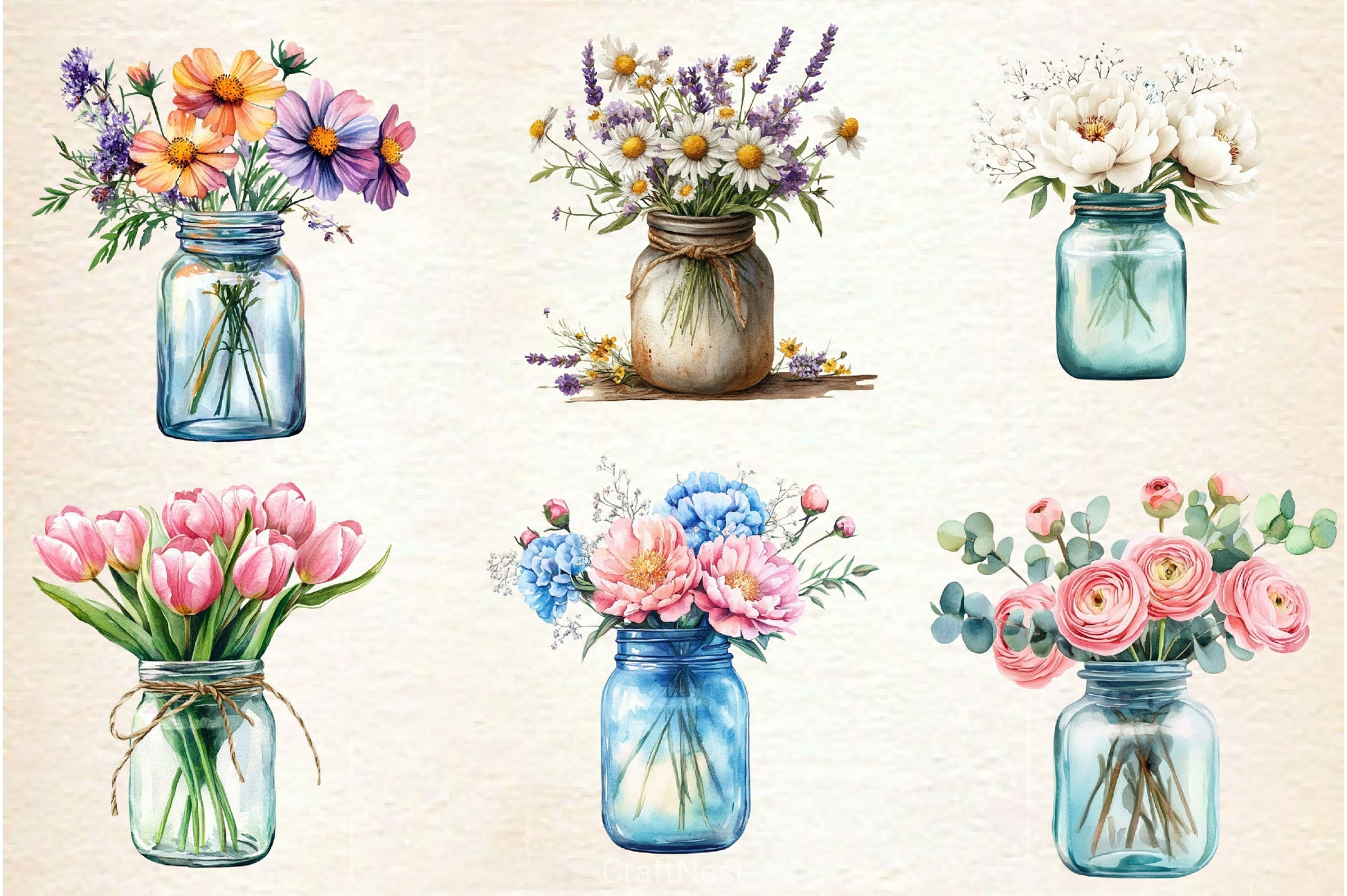 Flower In Jar Clipart Bundle 2 - CraftNest - Digital Crafting and Art