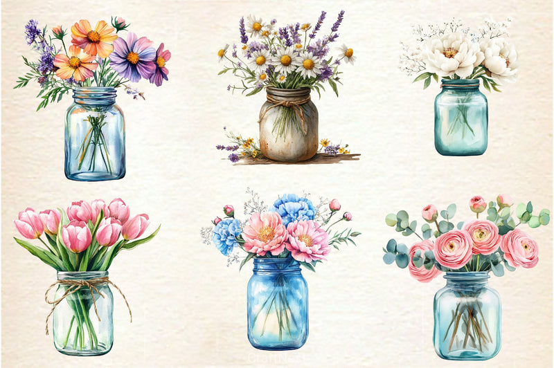 Flower In Jar Clipart Bundle 2 - CraftNest - Digital Crafting and Art