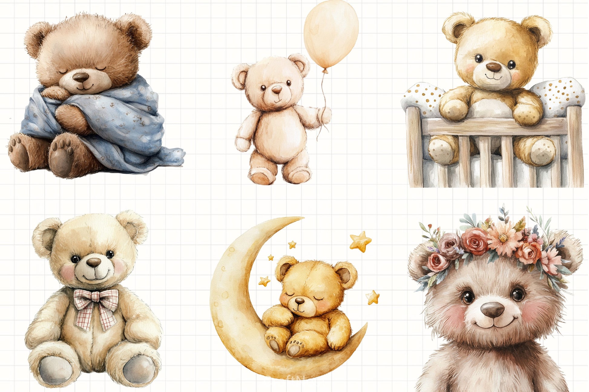 Beige Teddy Bear Nursery Clipart Bundle 2 - CraftNest - Digital Crafting and Art