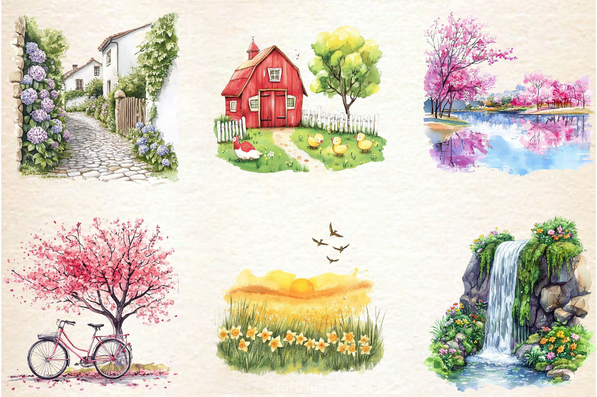 Spring Scenery Clipart Bundle - CraftNest - Digital Crafting and Art